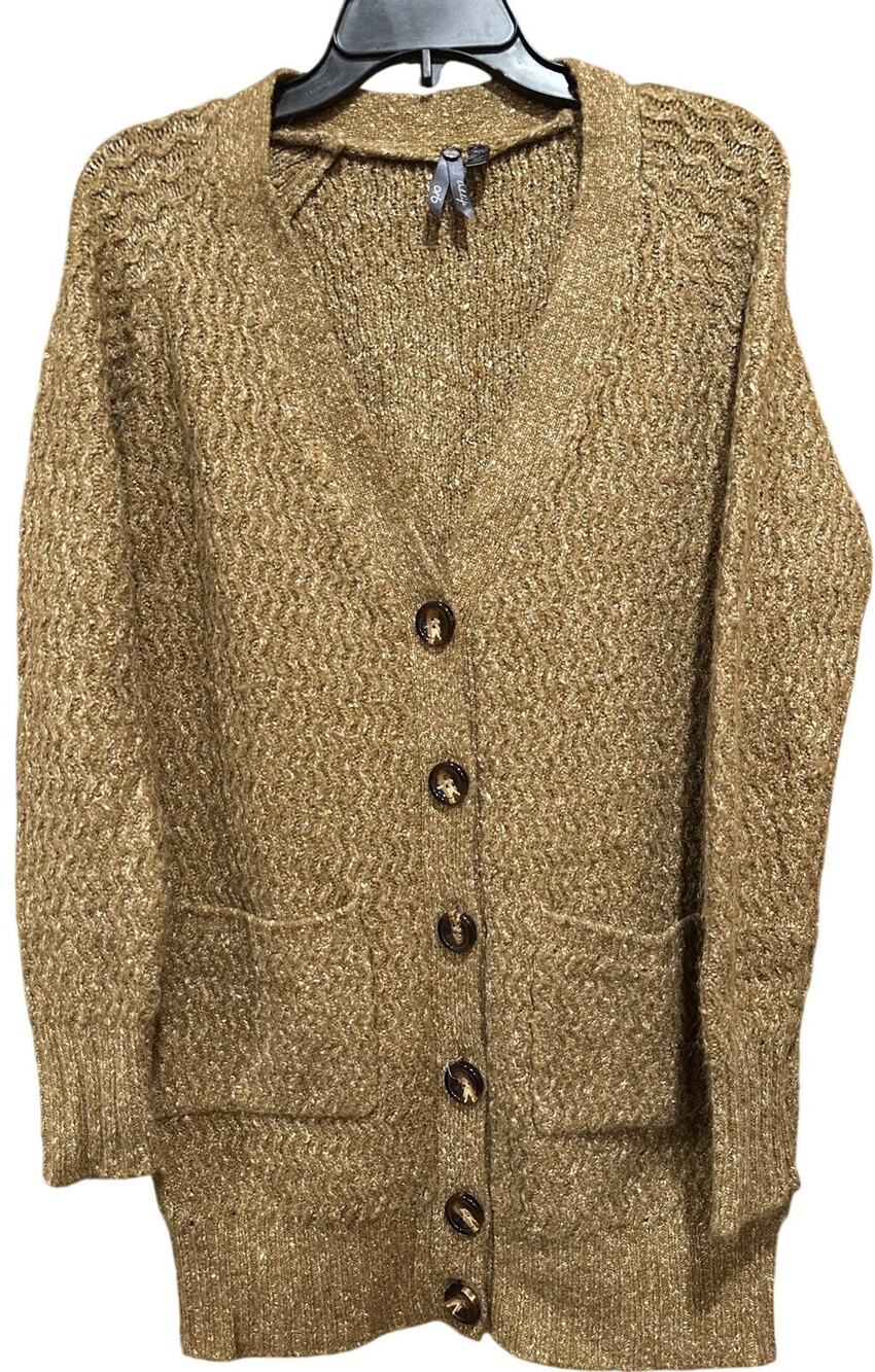 Orb Life Cardigan Sweater Women Size S Brown Button Front Knit Pockets Cozy Soft